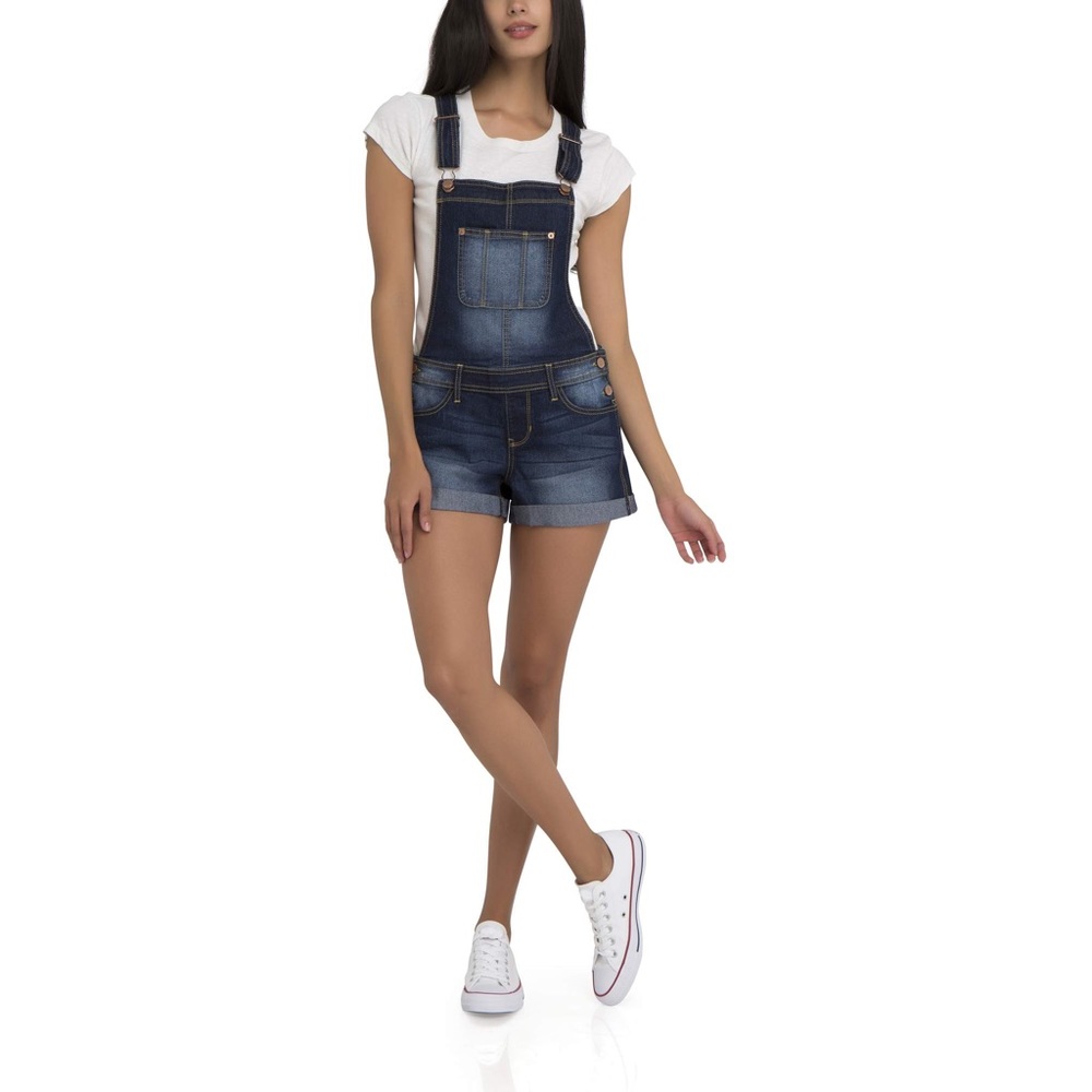 Denim cuffed shortall